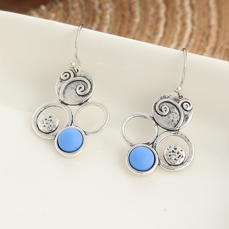 Creative Retro Geometric Silvery Color Earrings, Ethnic Style